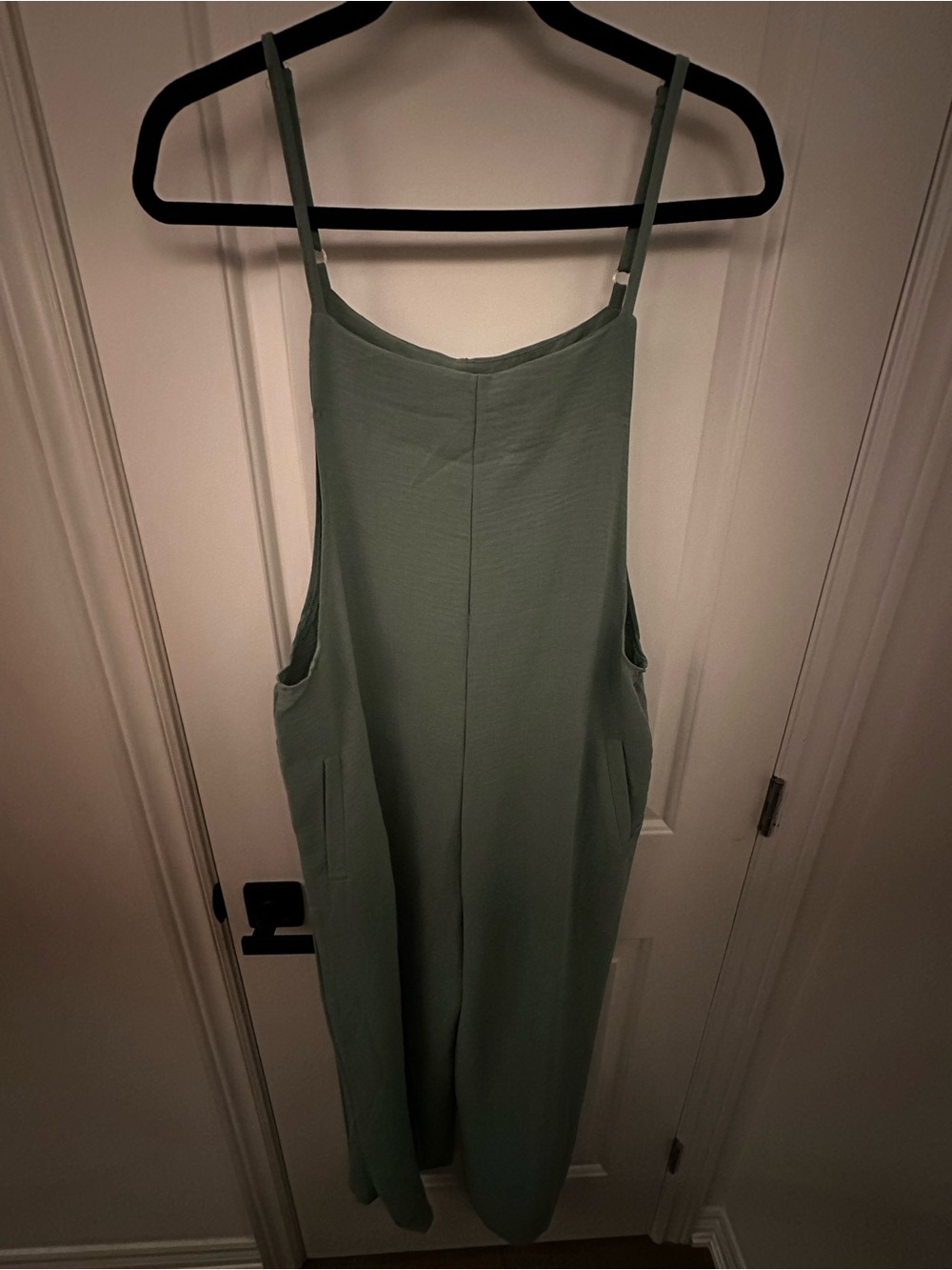 Sage Green Wide-Leg Sleeveless Jumpsuit with Pockets
